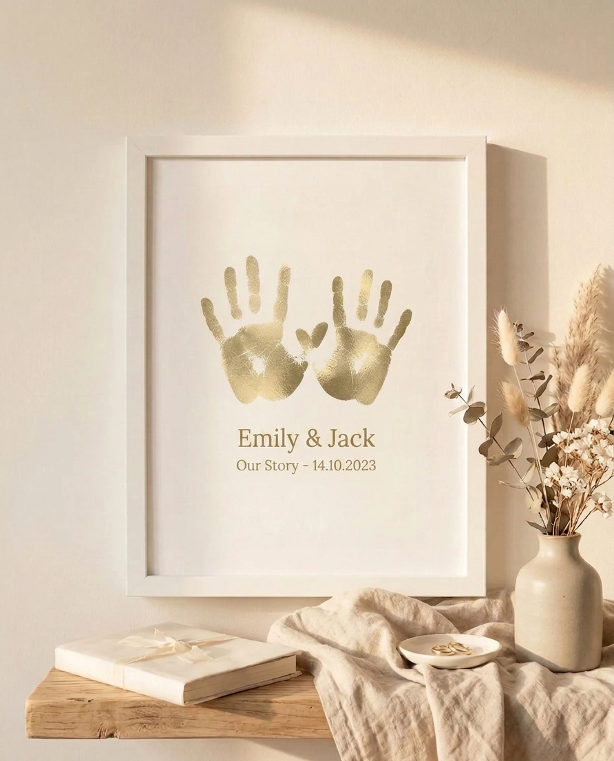 Couple Handprint Foil Frame Artwork, 1 Kit Included
