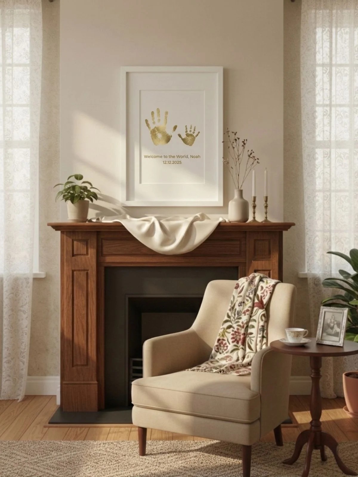 Personalised Parent/Grandparent & Baby Handprint Foil Print