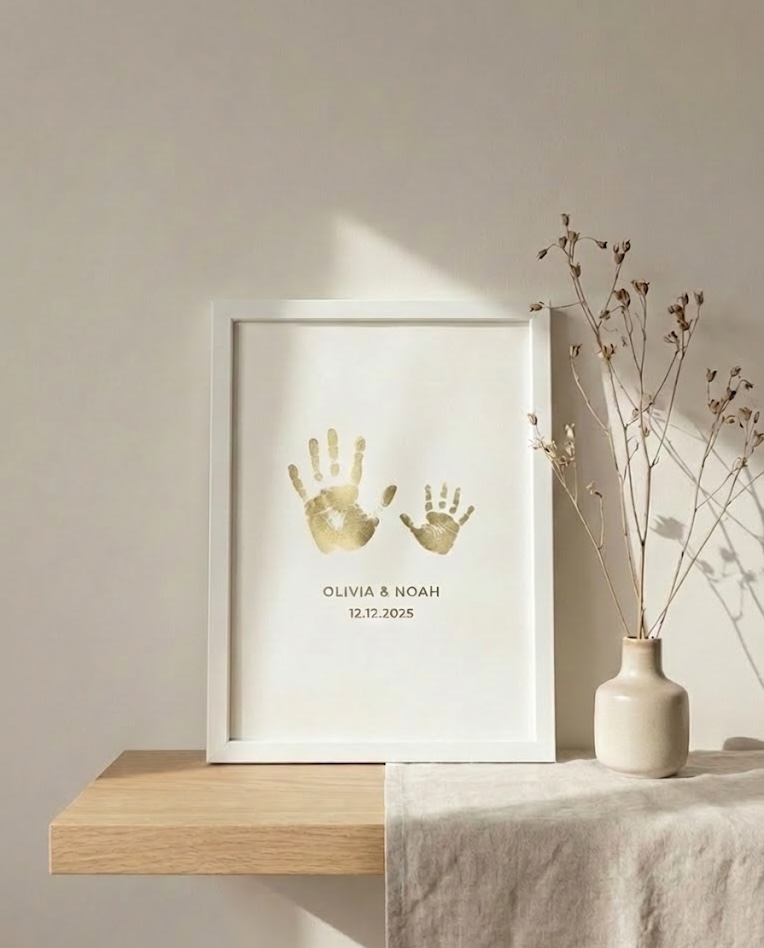 Personalised Parent/Grandparent & Baby Handprint Foil Print