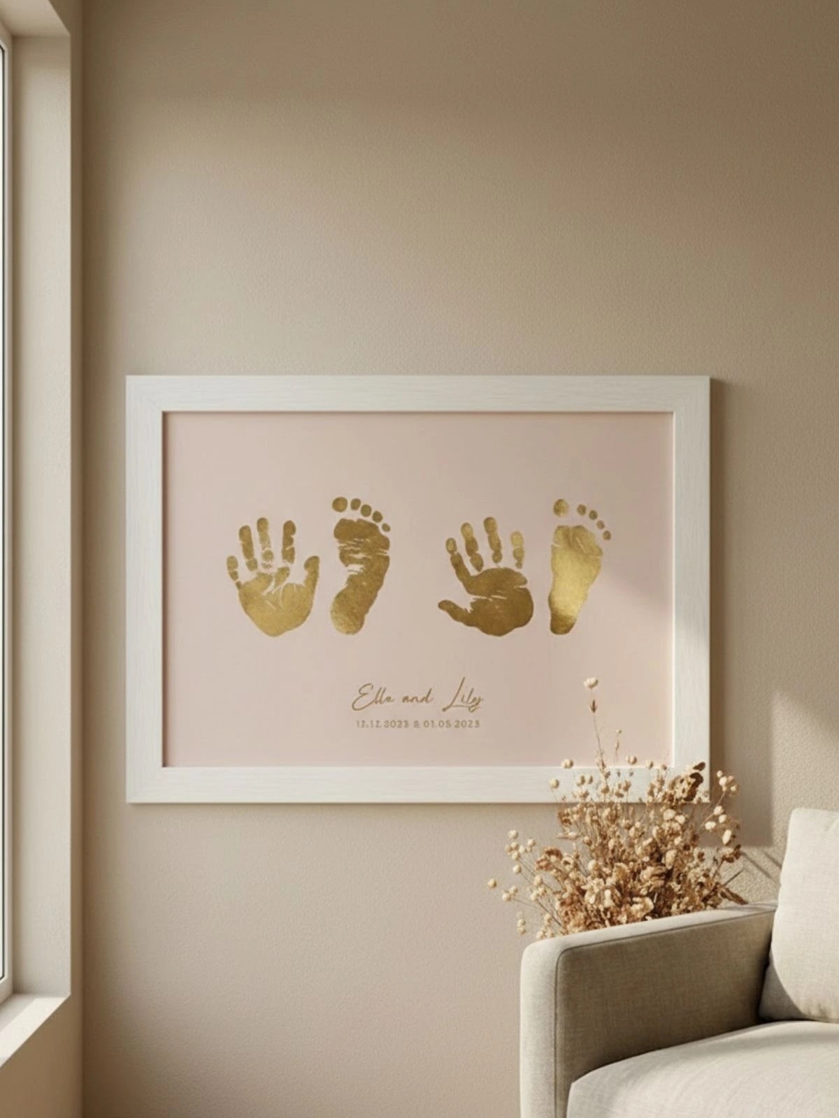 Personalised Siblings Hand & Footprint Foil Print
