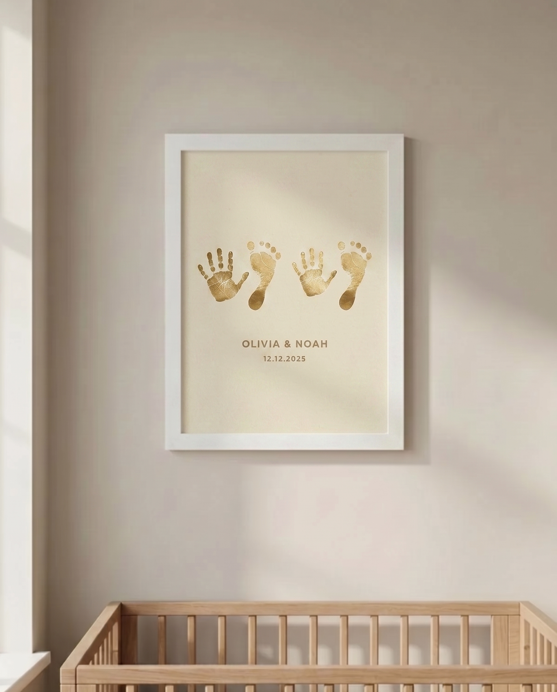 Twin Babies Footprint Frame Artwork, 1 Kit Included